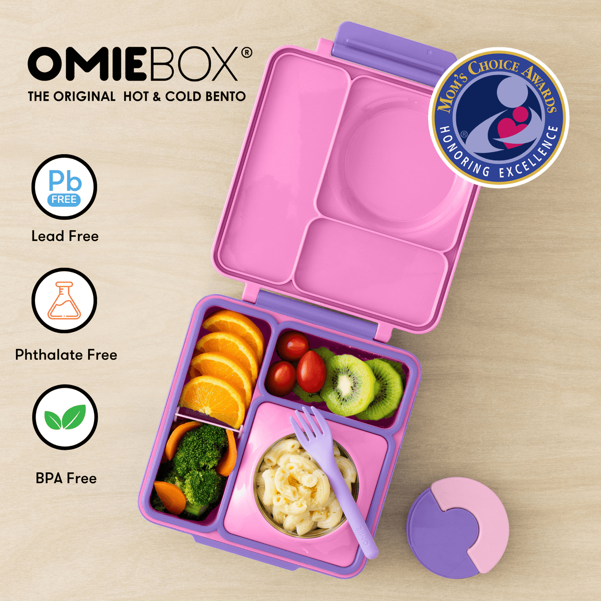 OmieBox V2 Bento Box for Kids - Insulated Bento Lunch Box - Unicorn Pink - Lunch Boxes - Hot & Cold Lunch Box