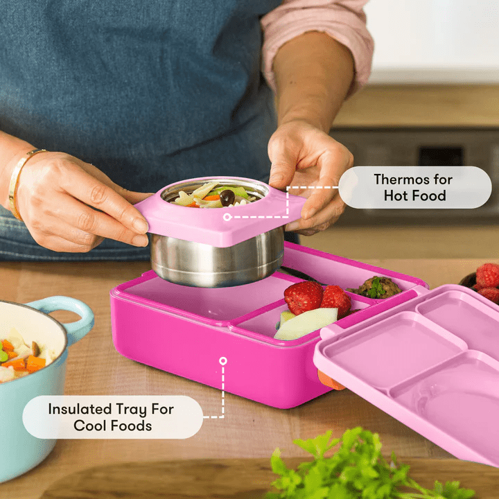 OmieBox V2 Bento Box for Kids - Insulated Bento Lunch Box - Pixie Pink - HYPHEN KIDS