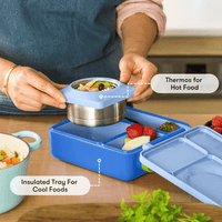 OmieBox V2 Bento Box for Kids - Insulated Bento Lunch Box - Sea Blue - Lunch Boxes - Hot & Cold Lunch Box