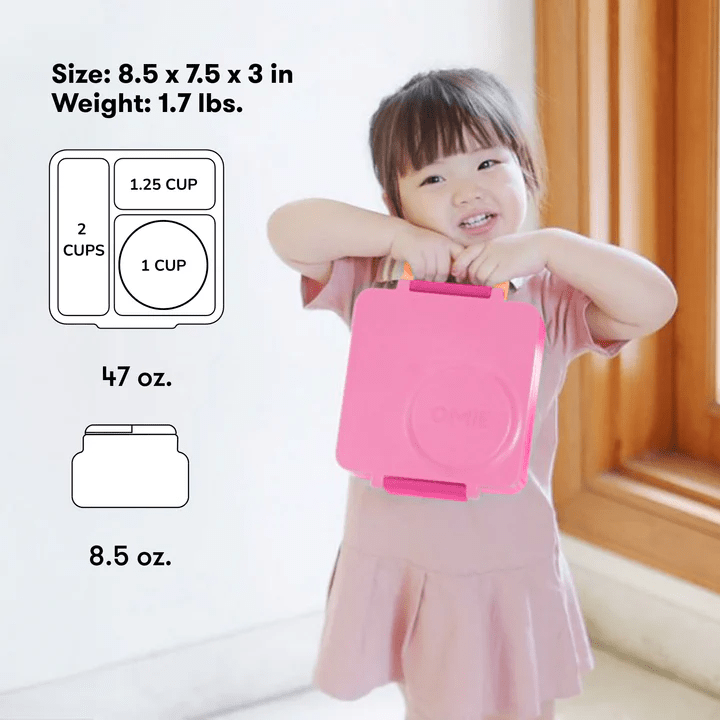 OmieBox V2 Bento Box for Kids - Insulated Bento Lunch Box - Pixie Pink - HYPHEN KIDS