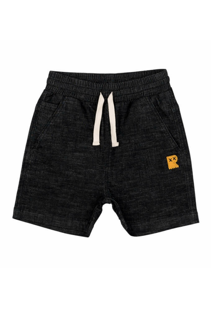 Rock Your Kid Black Denim Shorts - HYPHEN KIDS