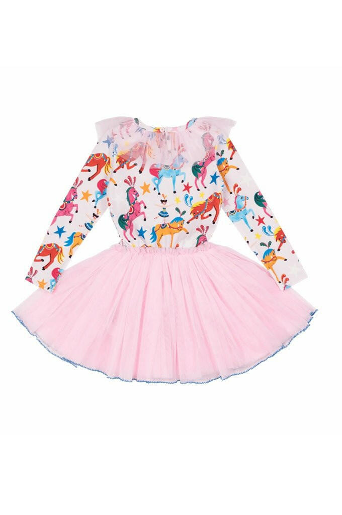 Rock Your Kid Parade Long Sleeve Neck Ruffle Circus Dress - HYPHEN KIDS