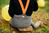 Silly Silas Footed Grey & Orange - Baby & Toddler Socks & Tights - 0 - 12M