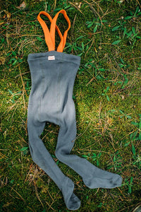 Silly Silas Footed Grey & Orange - Baby & Toddler Socks & Tights - 0 - 12M