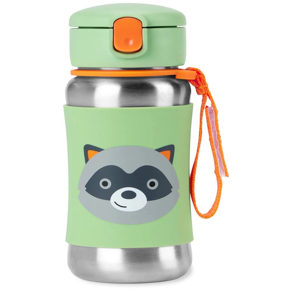 Shop Skip Hop 350ml Stainless Steel Kid Straw Bottle - Raccoon NZ | Premium Thermos Bottle for School Kids