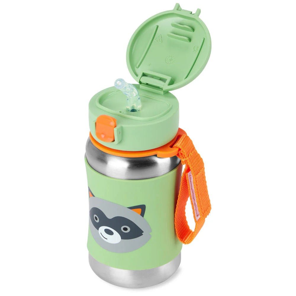 Shop Skip Hop 350ml Stainless Steel Kid Straw Bottle - Raccoon NZ | Premium Thermos Bottle for School Kids