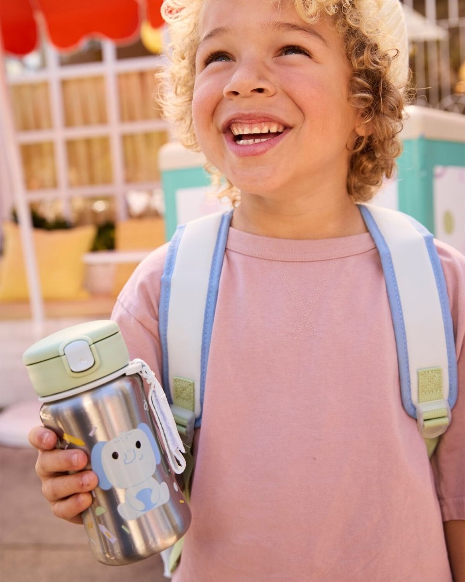 Shop Skip Hop Besties Squad Stainless Steel Straw Bottle - Elephant 350ml NZ | Premium Thermos Bottle for School Kids