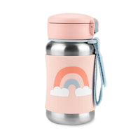 Skip Hop Spark Style Stainless Steel Straw Bottle - Rainbow Thermos Bottle for kids