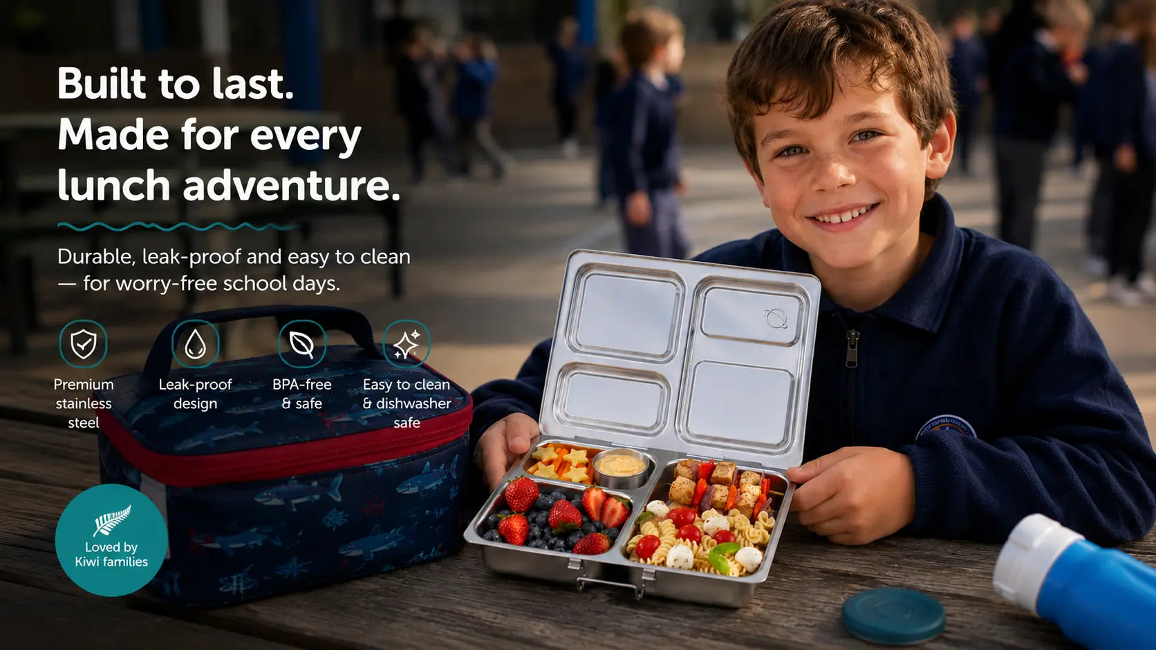Premium leakproof stainless steel bento lunch boxes New Zealand | Hyphen