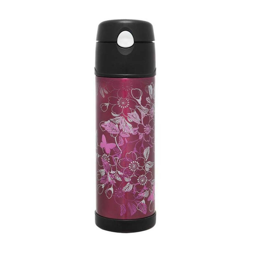 Thermos Stainless Steel Vacuum Insulated Hydration Bottle (Floral Magenta) - 530mL - Thermos Bottle - Insulated