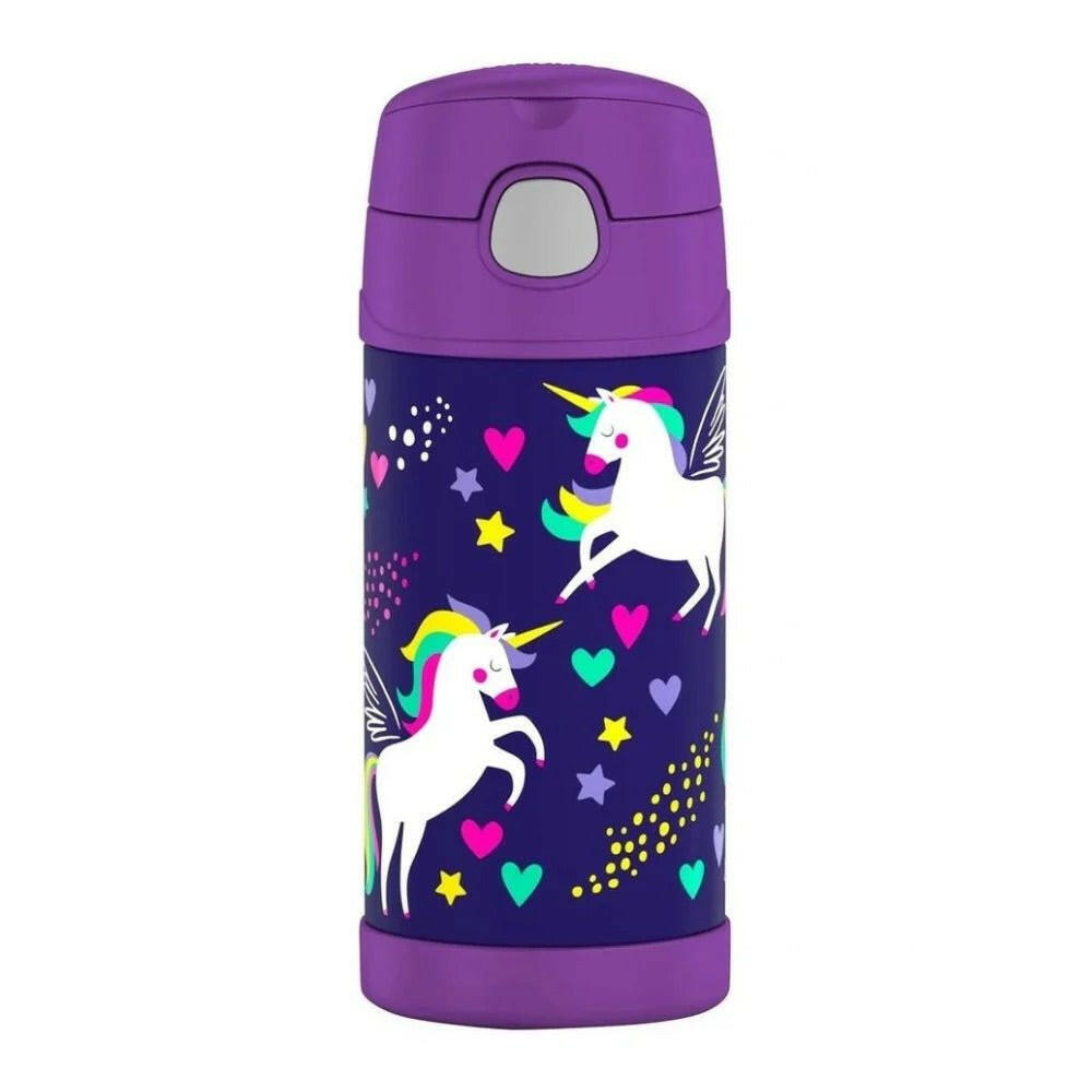 Thermos Drink Bottle - FUNtainer­ Stainless Steel Vacuum Insulated Drink Bottle 355ml PURPLE UNICORN - HYPHEN KIDS