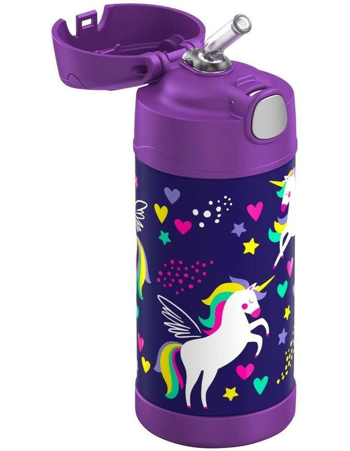 Thermos Drink Bottle - FUNtainer­ Stainless Steel Vacuum Insulated Drink Bottle 355ml PURPLE UNICORN - HYPHEN KIDS