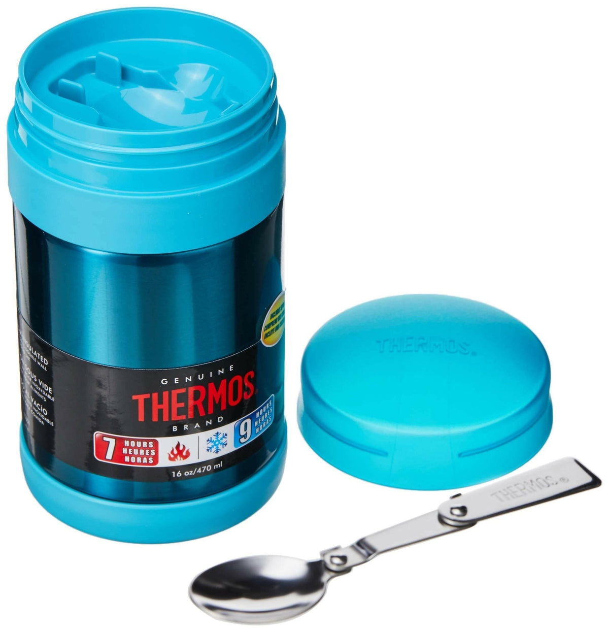 Thermos 470ml Food Jar with Folding Spoon, Blue - HYPHEN KIDS