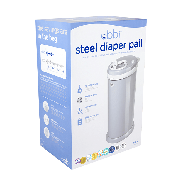 Shop Ubbi Steel Diaper Pail - Matte Grey NZ | Premium Nappy Bins and Refills for School Kids
