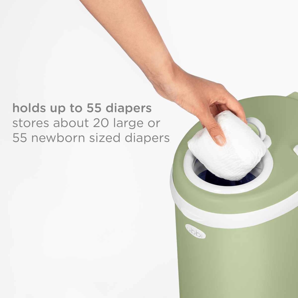 Ubbi Steel Diaper Pail - Matte Lily Pad - Nappy Bins and Refills - 