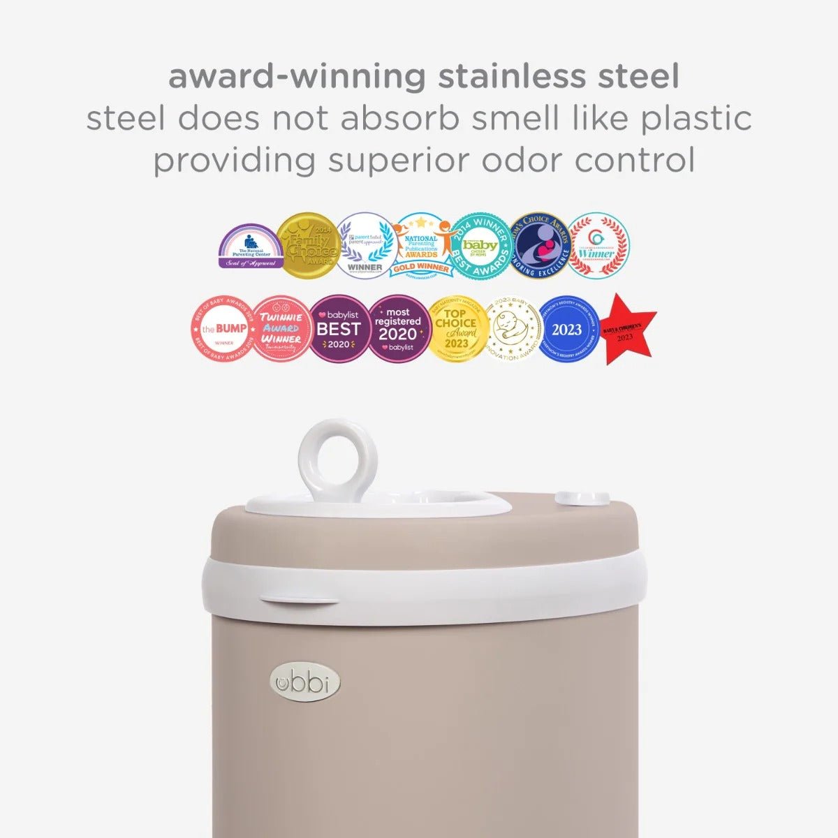 Shop Ubbi Steel Diaper Pail – Matte Oat Milk NZ | Premium Nappy Bins and Refills for School Kids