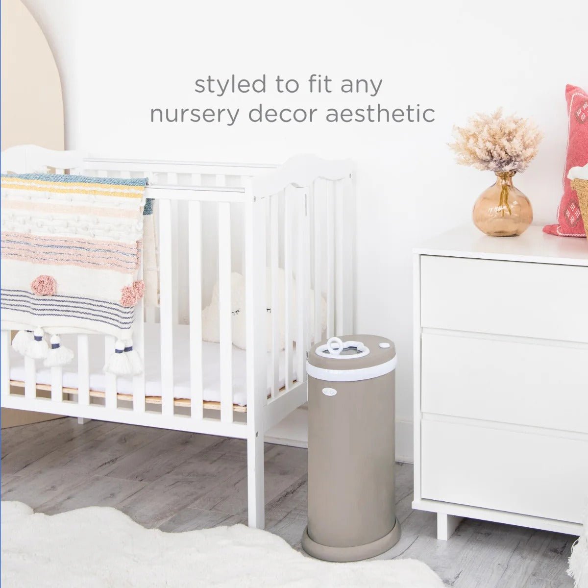 Shop Ubbi Steel Diaper Pail – Matte Taupe NZ | Premium Nappy Bins and Refills for School Kids