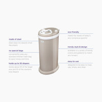 Shop Ubbi Steel Diaper Pail – Matte Taupe NZ | Premium Nappy Bins and Refills for School Kids