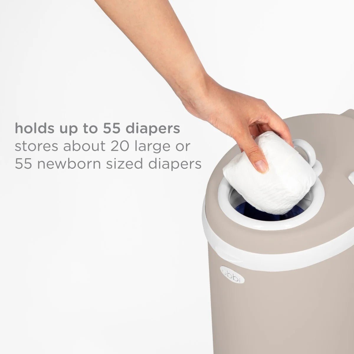 Shop Ubbi Steel Diaper Pail – Matte Taupe NZ | Premium Nappy Bins and Refills for School Kids