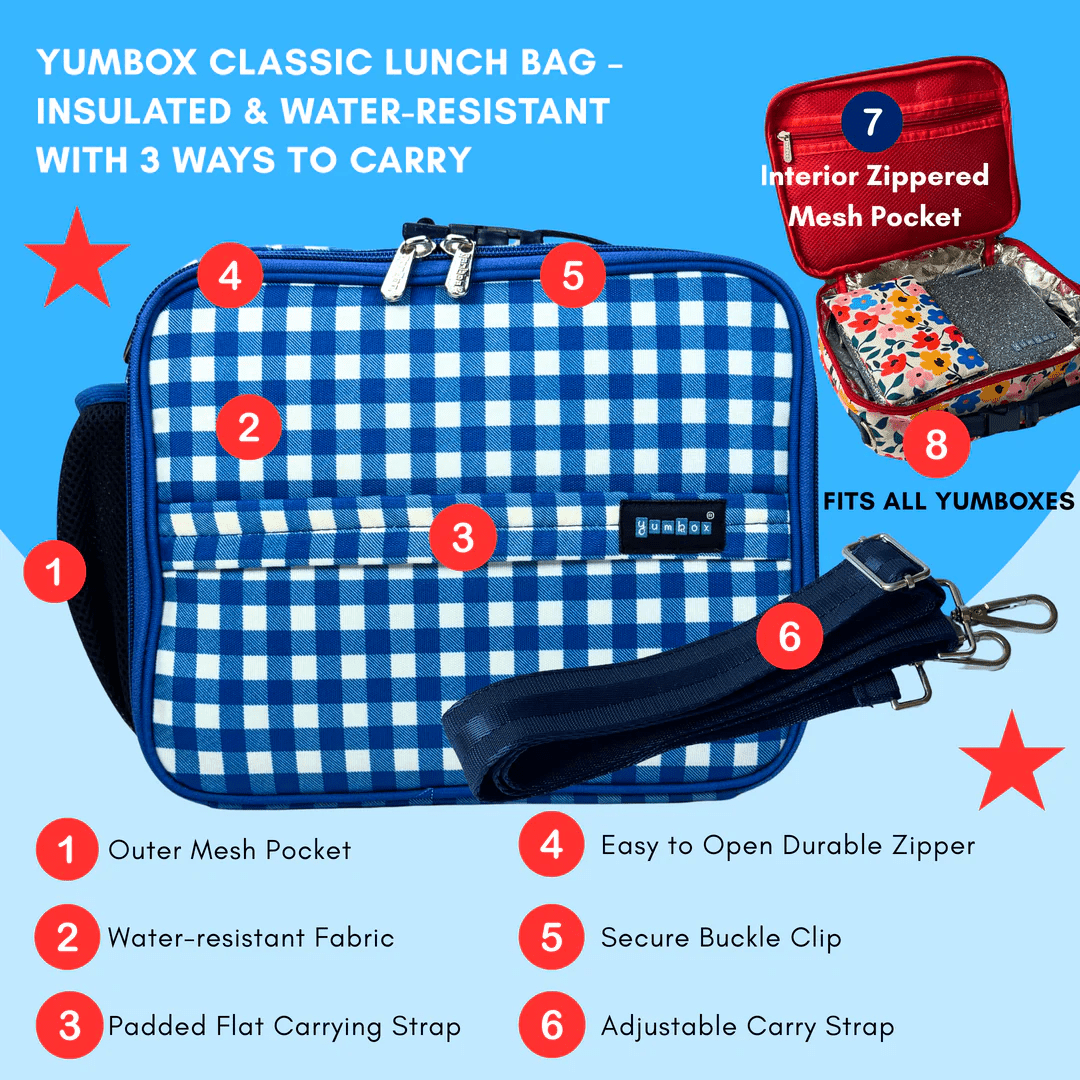 Yumbox Classic Lunch Bag – Vichy Blue - Lunch Bag - 