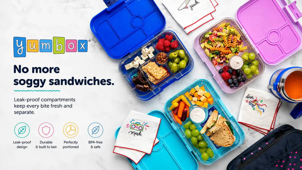 Yumbox kids lunch box collection with leak-proof compartments to keep food fresh and separate