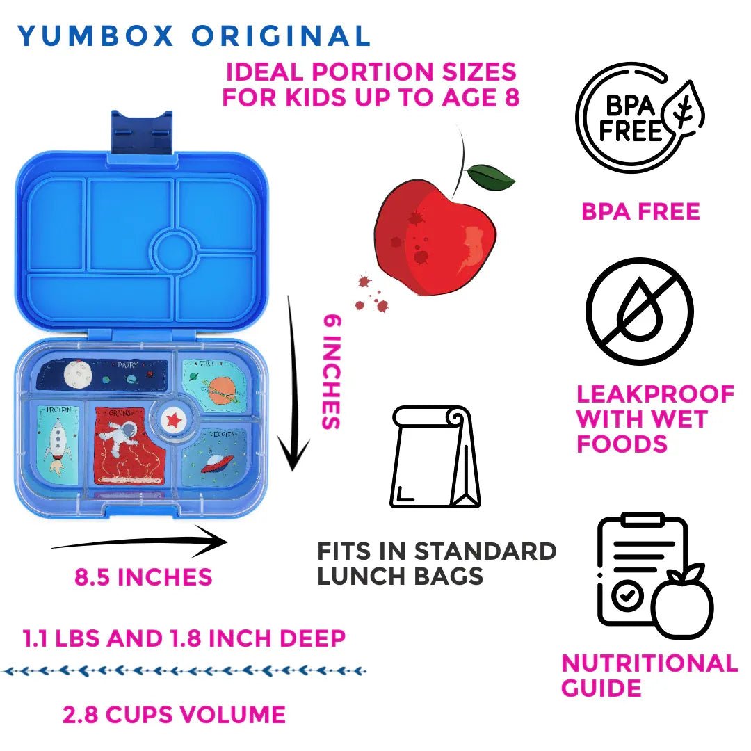 Shop Yumbox Original Leakproof Bento Lunch Box - Funny Monsters Surf Blue NZ | Premium Lunch Boxes for School Kids