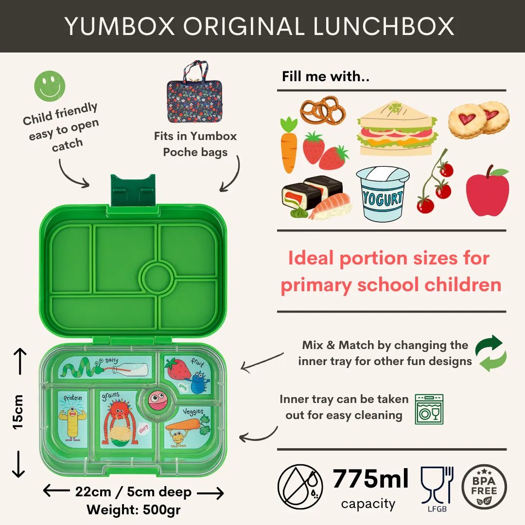 Shop Yumbox Original Leakproof Bento Lunch Box - Jurassic Green NZ | Premium Lunch Boxes for School Kids