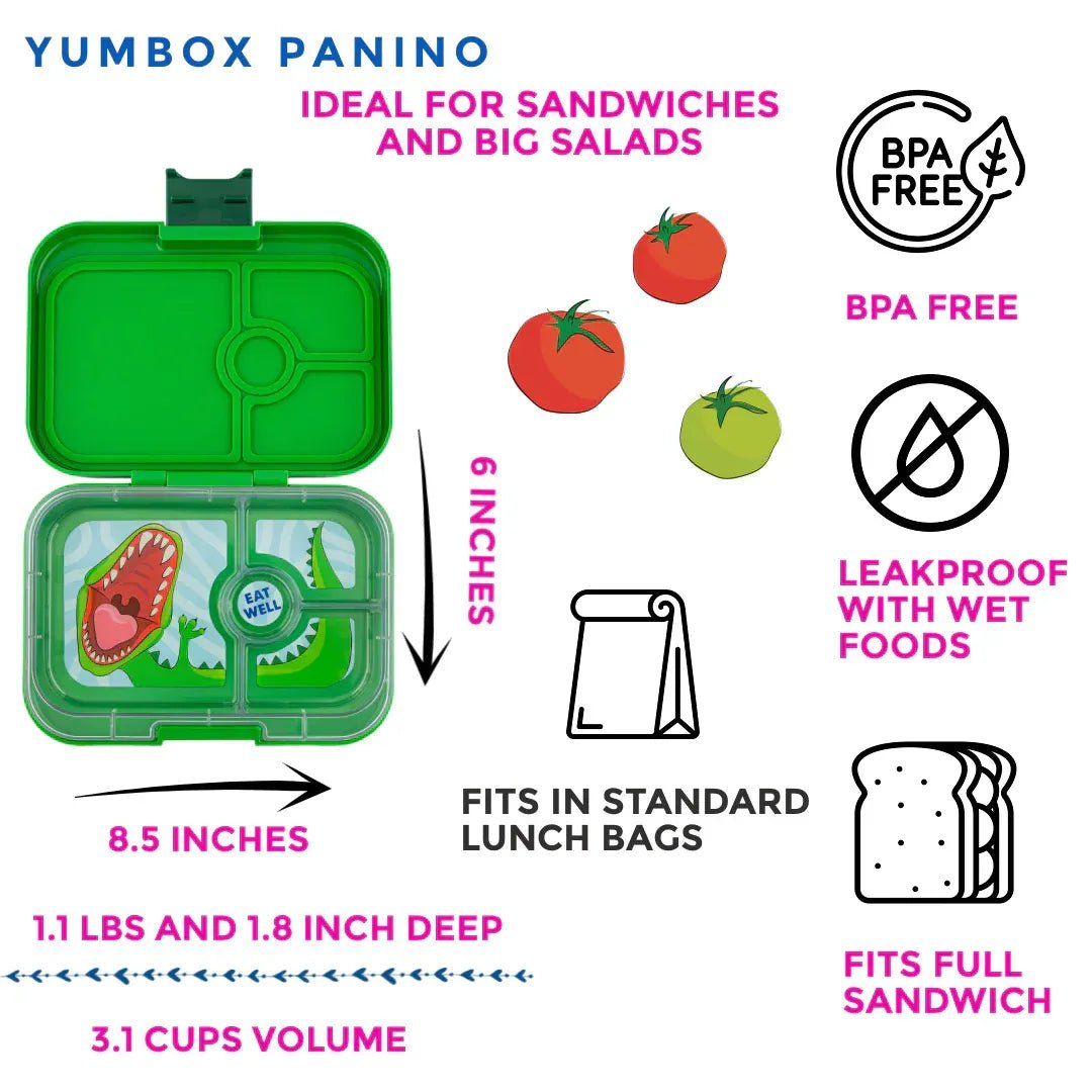 Shop Yumbox Panino Leakproof Bento Lunch Box - Jurassic Green NZ | Premium Lunch Boxes for School Kids