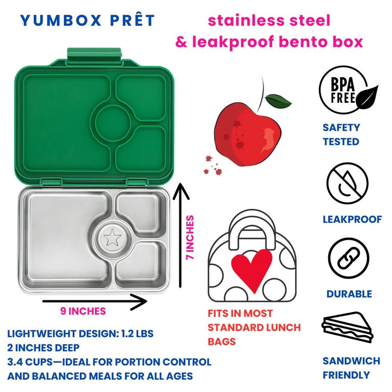 Yumbox Pret Stainless Steel Leakproof Bento Lunch Box - Dublin Green - Lunch Boxes - Large Lunch Box