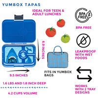 Shop Yumbox Tapas 4C Blue Lunch Box | Leakproof Bento Box for Kids NZ NZ | Premium Lunch Boxes for School Kids