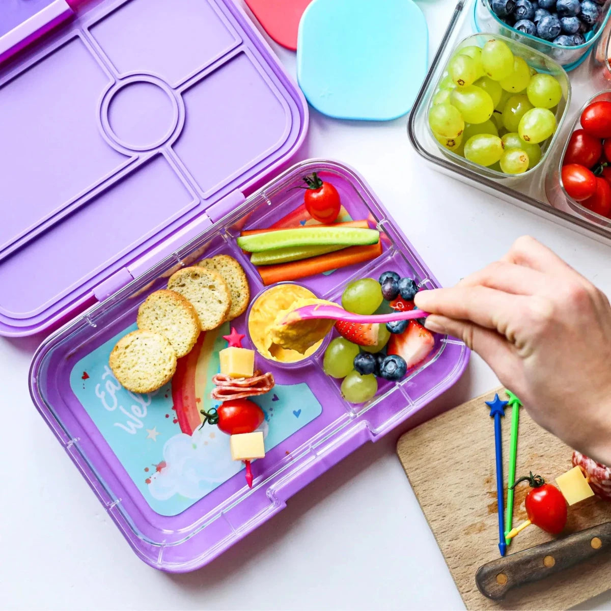 Shop Yumbox Tapas 4C Purple Lunch Box | Leakproof Bento Box for Kids NZ NZ | Premium Lunch Boxes for School Kids