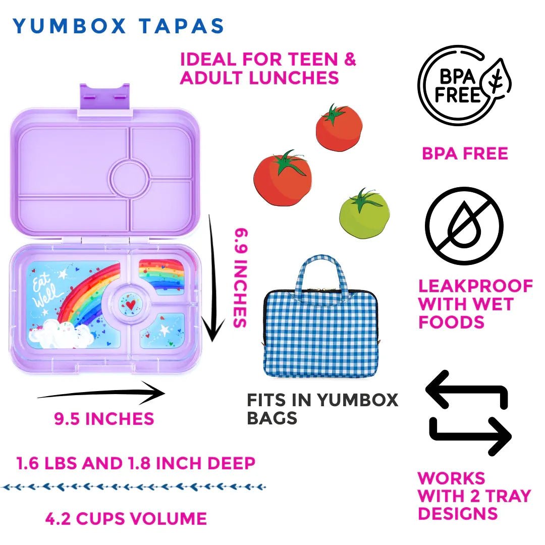 Shop Yumbox Tapas 4C Purple Lunch Box | Leakproof Bento Box for Kids NZ NZ | Premium Lunch Boxes for School Kids