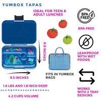 Shop Yumbox Tapas 5C Blue Lunch Box | Leakproof Bento Box for Kids NZ NZ | Premium Lunch Boxes for School Kids