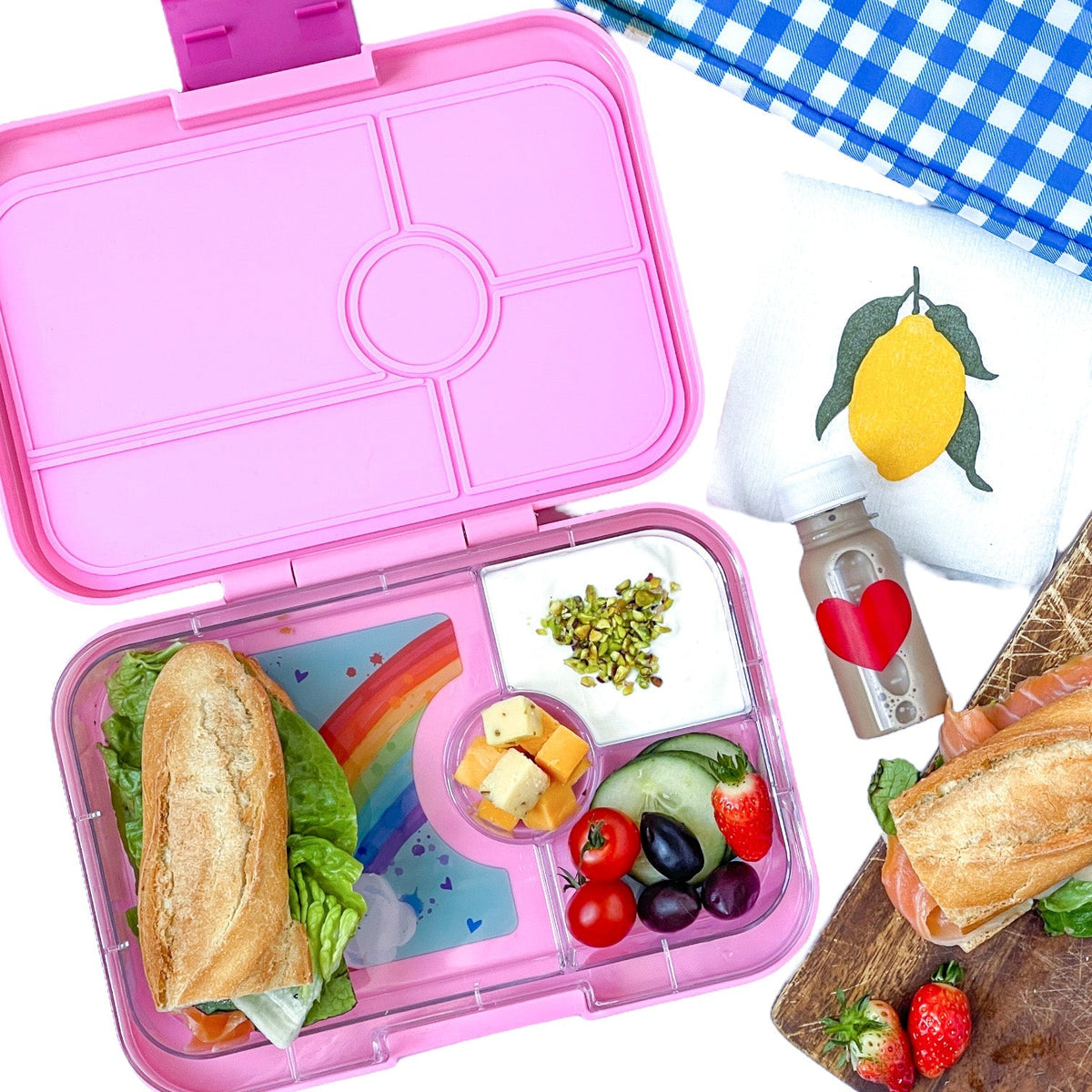 Yumbox Tapas Bento Lunch Box 4 - Compartment Food Tray - Pink - Lunch Boxes - Large Lunch Box