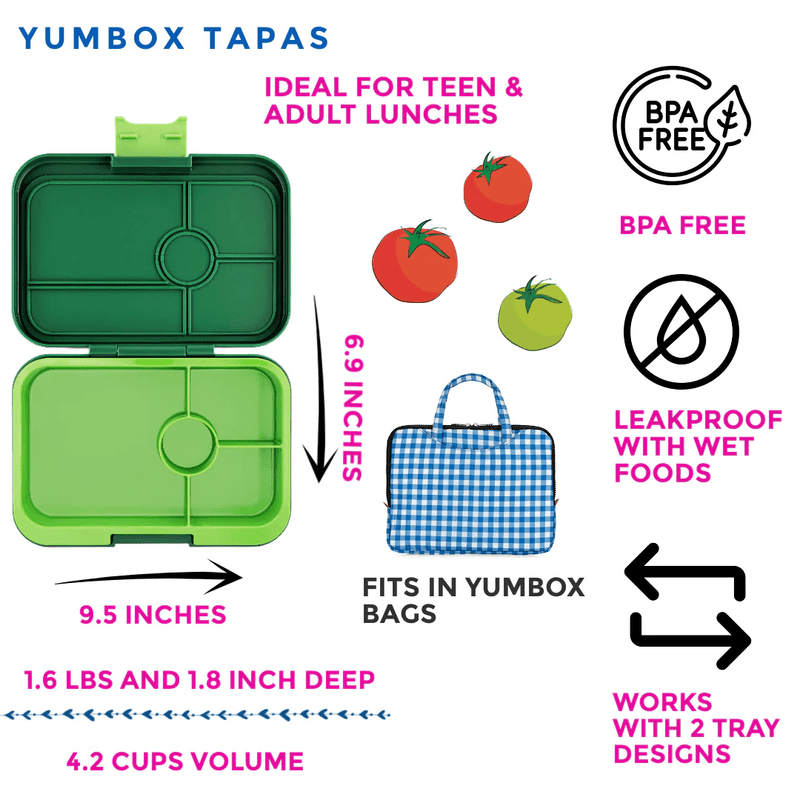 Yumbox Tapas Bento Lunch Box - Palm Green - Lunch Boxes - Large Lunch Box
