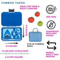 Yumbox Tapas Leakproof Bento lunch box 4 - Compartment Food Tray (Carlo Blue) - Lunch Boxes - Large Lunch Box