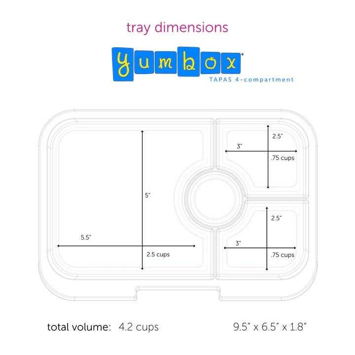 Yumbox Tapas Leakproof Bento lunch box 4 - Compartment Food Tray (Carlo Blue) - Lunch Boxes - Large Lunch Box