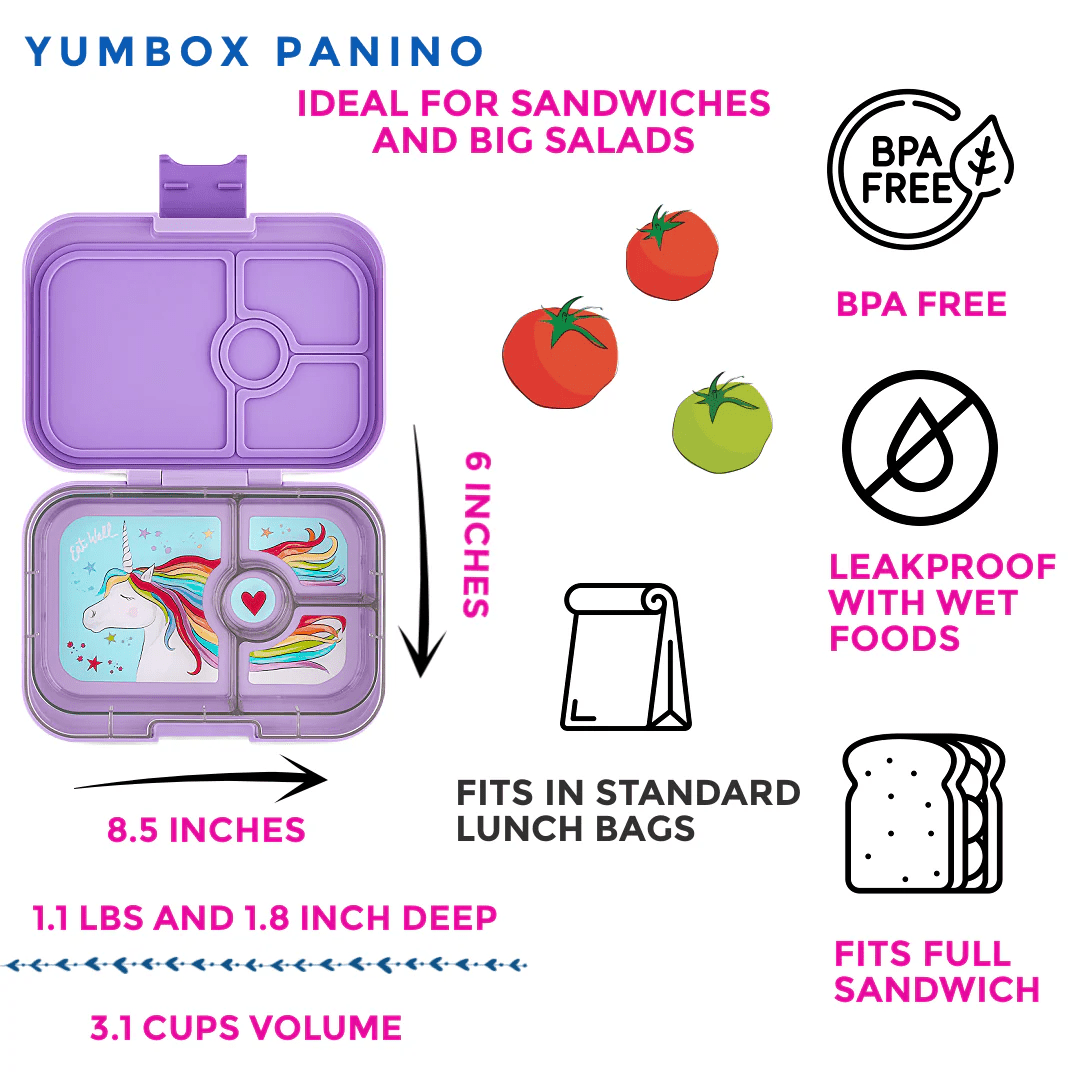 Yumbox Panino Bento Box – Leakproof & Kid-Friendly - Unicorn-Lunch Boxes-Medium Lunch Box