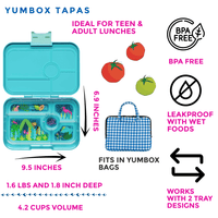 Yumbox Tapas Larger Size Leakproof Bento lunch box 5-Compartment Food Tray (Antibes Blue)-Lunch Boxes-feeding Large Lunch Box