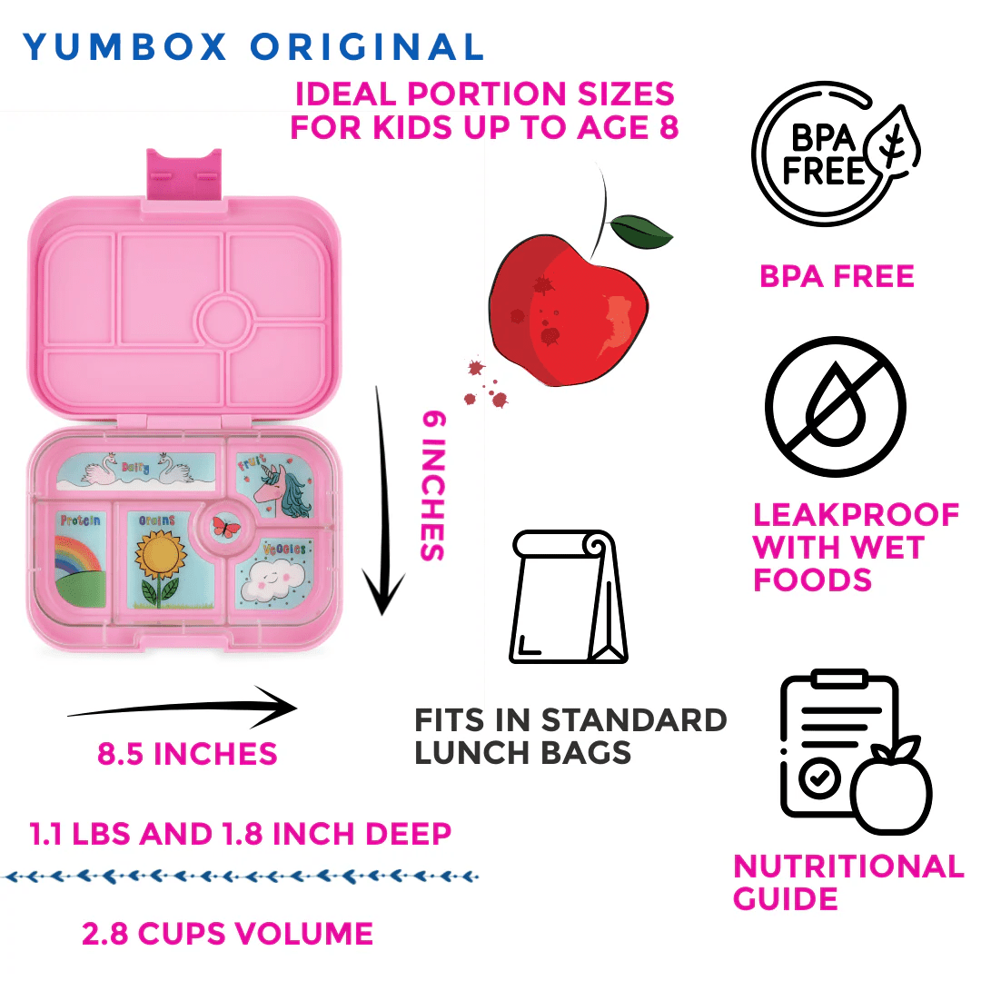 Yumbox Original Kids Bento Box - Leakproof - Power Pink (Unicorn)-Lunch Boxes-Medium Lunch Box