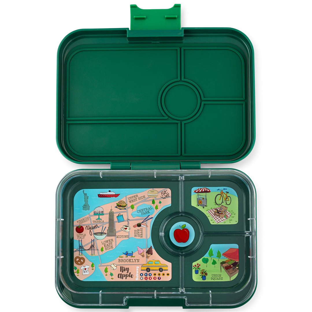 Yumbox Tapas Bento Lunch Box - 4 Compartment With NYC Tray - Green-Lunch Boxes-Large Lunch Box