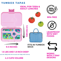 Yumbox Tapas Larger Size Leakproof Bento lunch box 5-Compartment Food Tray (Pink)-Lunch Boxes-feeding Large Lunch Box