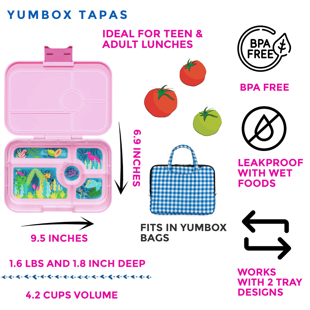 Yumbox Tapas Larger Size Leakproof Bento lunch box 5-Compartment Food Tray (Pink)-Lunch Boxes-feeding Large Lunch Box