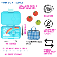 Yumbox Tapas Larger Size Leakproof Bento lunch box 4-Compartment Food Tray (Antibes Blue)-Lunch Boxes-feeding Large Lunch Box