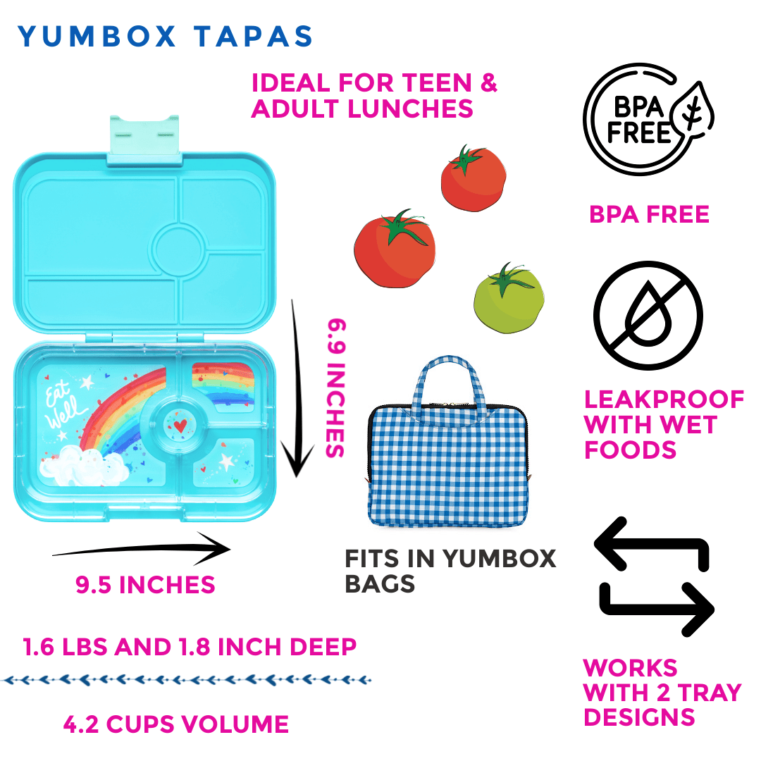 Yumbox Tapas Larger Size Leakproof Bento lunch box 4-Compartment Food Tray (Antibes Blue)-Lunch Boxes-feeding Large Lunch Box