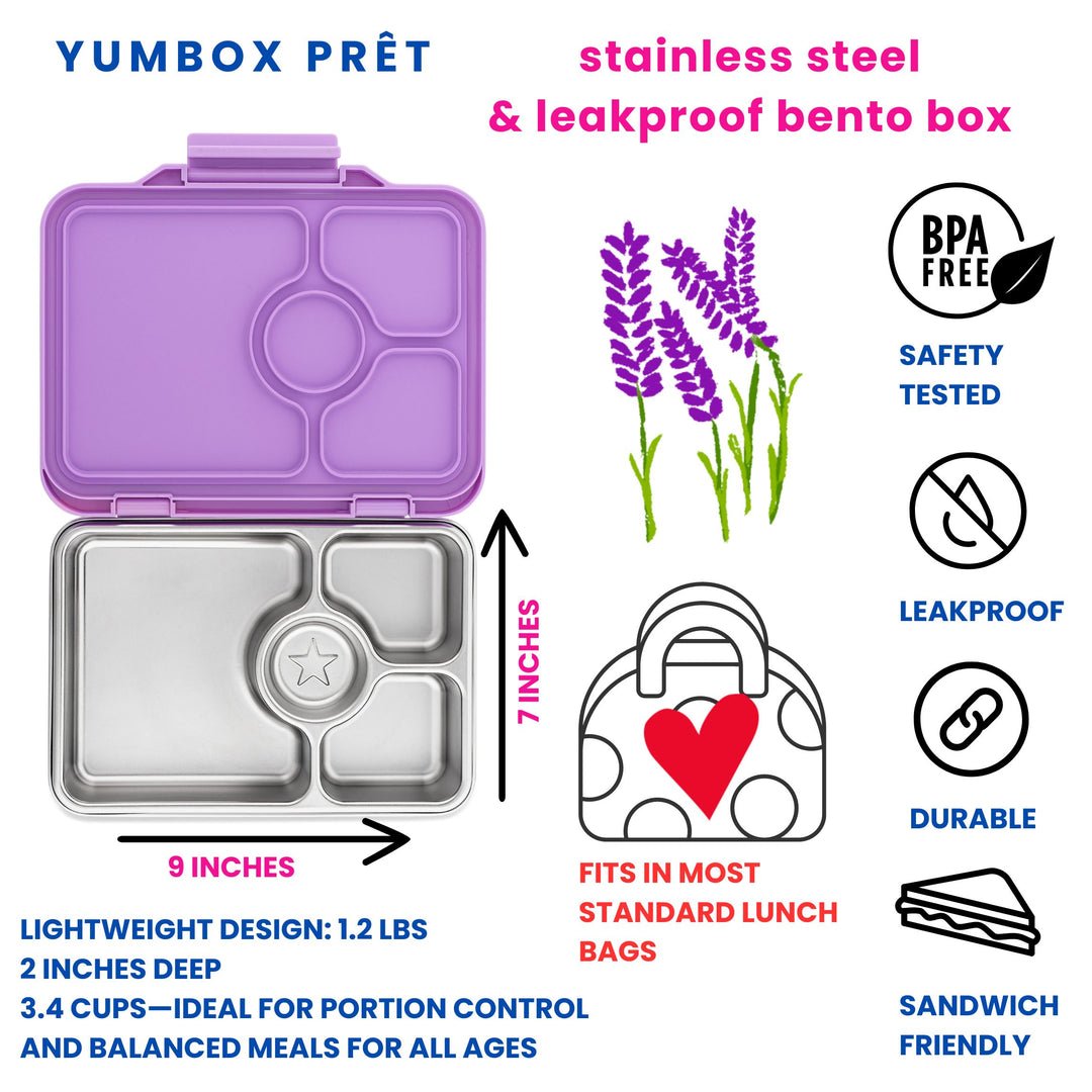 Yumbox Presto - Stainless Steel Leakproof Bento Box - Lavande Purple - HYPHEN KIDS
