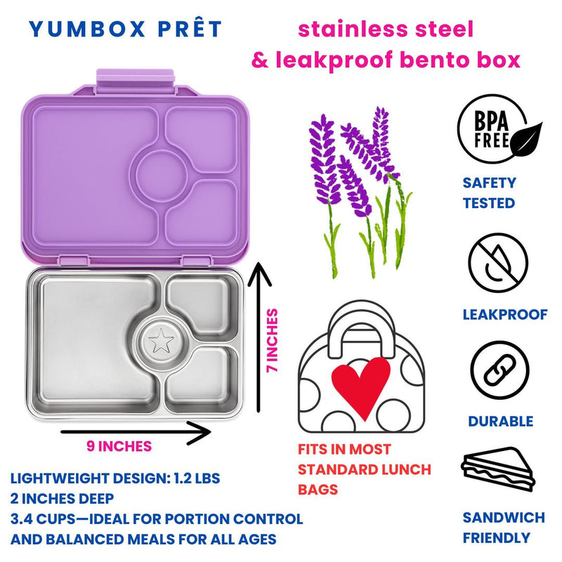 Yumbox Presto - Stainless Steel Leakproof Bento Box - Lavande Purple - HYPHEN KIDS