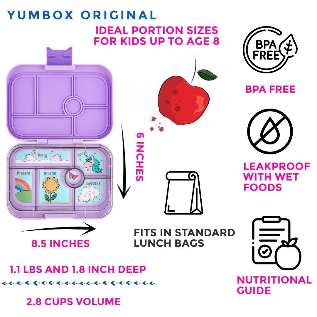 Yumbox Original Kids Bento Box-Leakproof - Lavande Purple (Unicorn)-Lunch Boxes-Medium Lunch Box