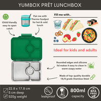 Yumbox Pret 4 Compartment Stainless Steel Leakproof Bento Lunch Box - Pomme Green-Lunch Boxes-Insulated Large Lunch Box