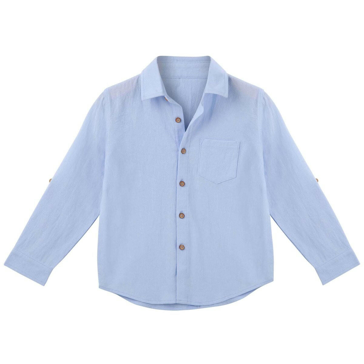 Archie L/S Button Shirt - Blue - HYPHEN KIDS